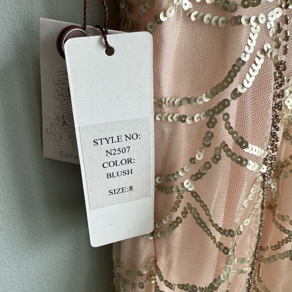 NEW Sue Wong Nocturne Gatsby Beaded Sleeveless Cocktail Mini Dress Size 8 - Picture 6 of 15